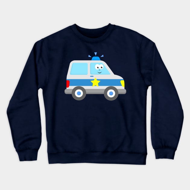 Kids Police Car Crewneck Sweatshirt by samshirts